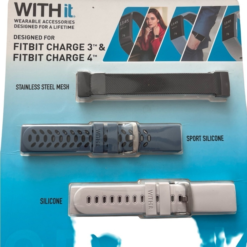 Fitbit Charge 3 & 4 Band Trio - Black, Blue, White